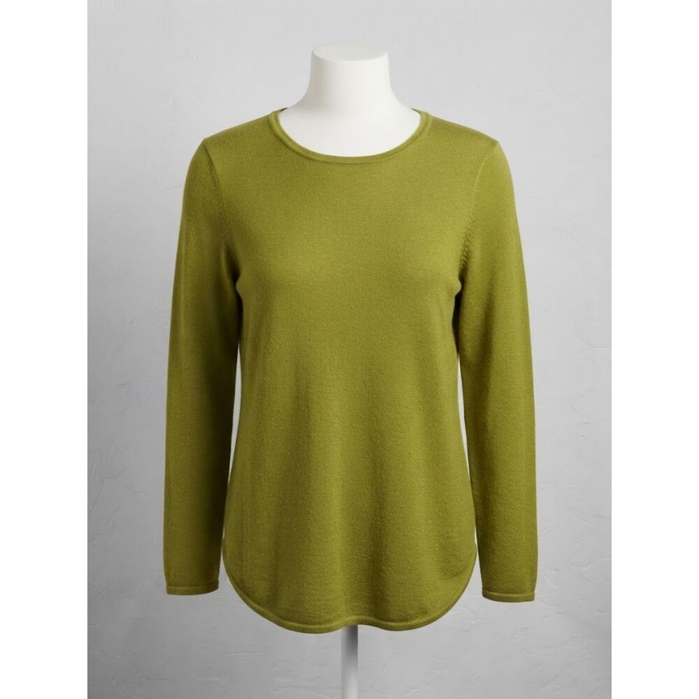 J. Jill Olive Green 100% Merino Wool Long Sleeve Crewneck Sweater Size M